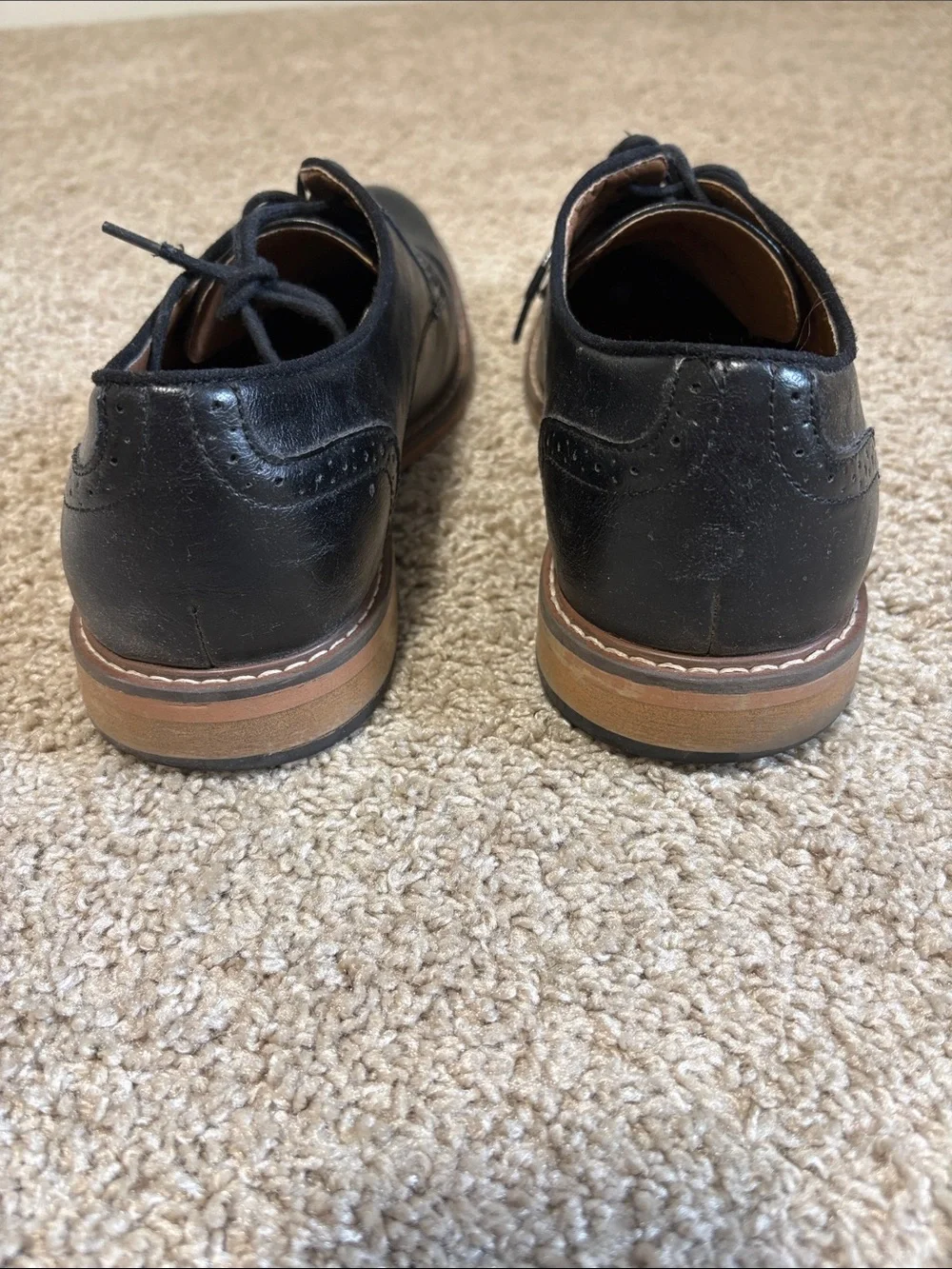 Men's Steve MADDEN Black Leather Dress Shoes - Classic Dress Lace-Up